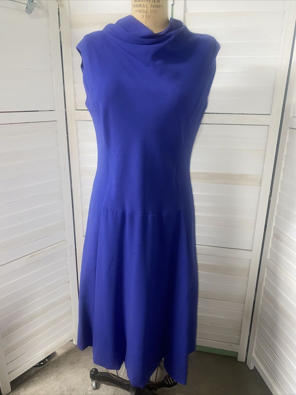 50s 60s Women’s Blue Midi A Line Dress Sleeveless Jeunesse New York Sz Large
